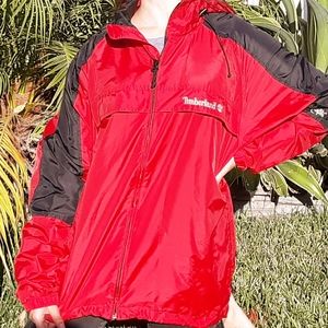 Timberland Men's Red and Black Windbreaker